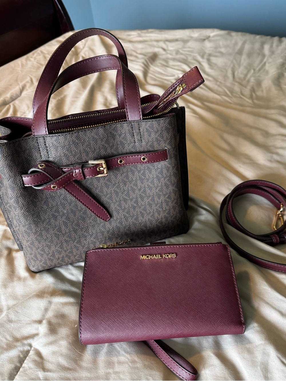 Michael Kors Emilia Small Tote with Wallet - Burgundy